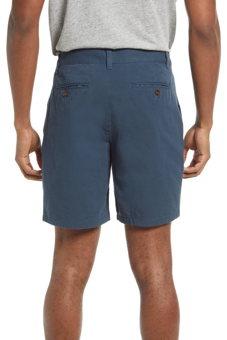 Washed Stretch Cotton Chino Shorts, Alternate, color, STEELY