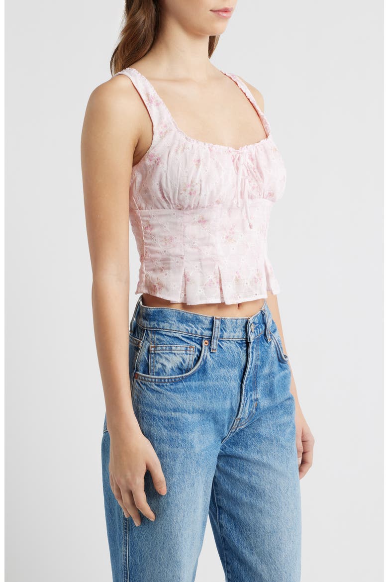 Floral Shirred Crop Top, Alternate, color, PINK DITSY