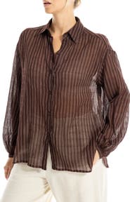 MAX STUDIO Striped Cotton Gauze Shirt