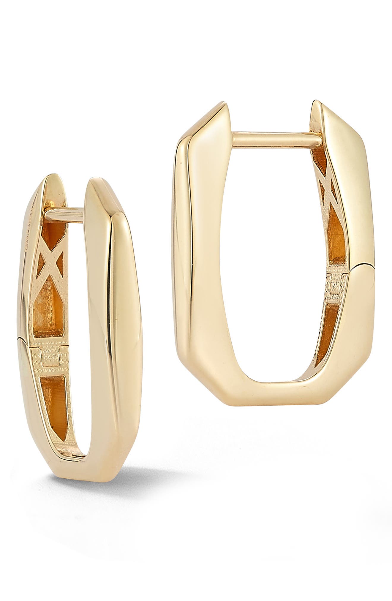 Ember Fine Jewelry 14k Gold Octagon Huggie Hoop Earrings