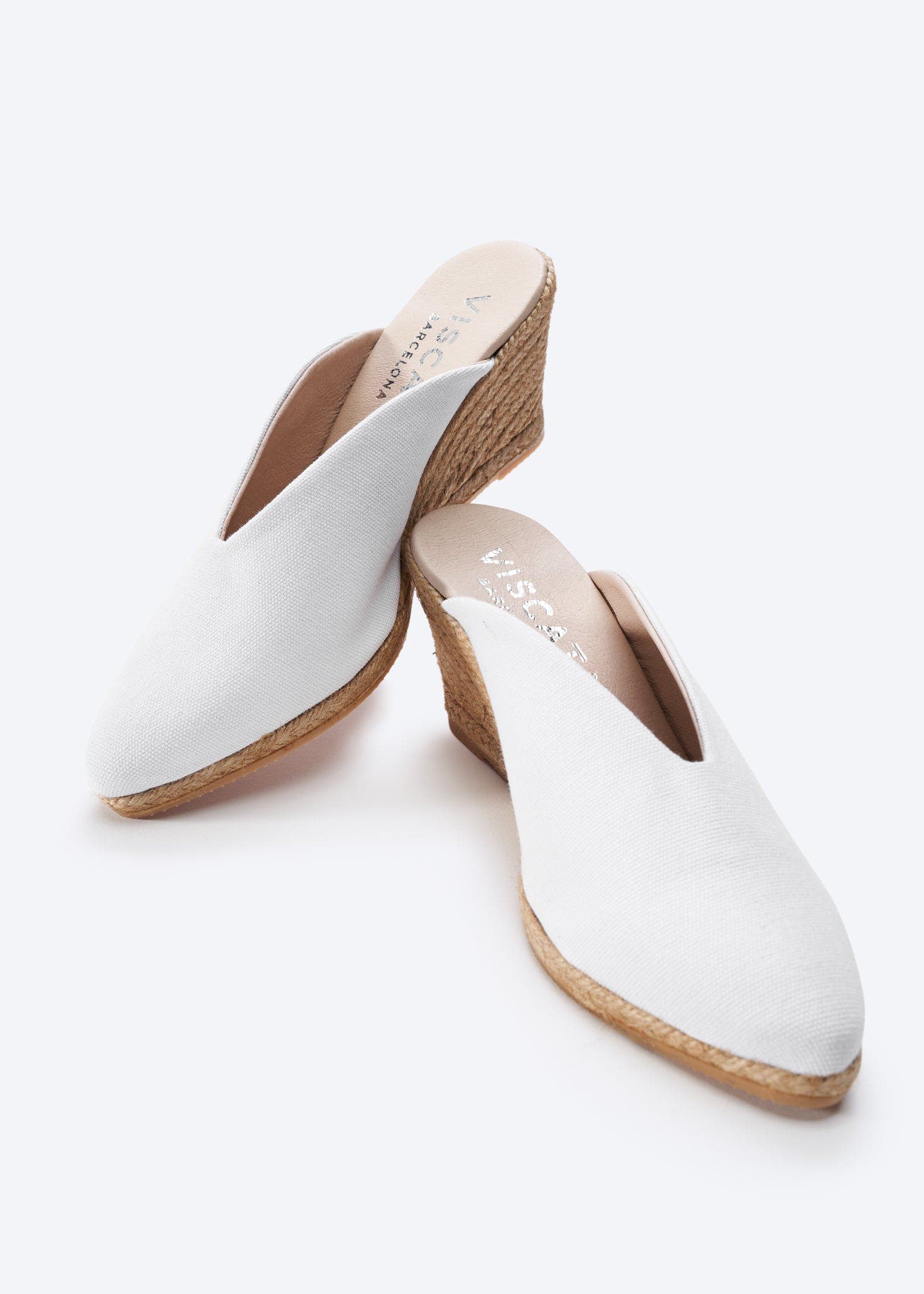 VISCATA Truja Canvas Espadrille Mule Wedges, Alternate, color, White