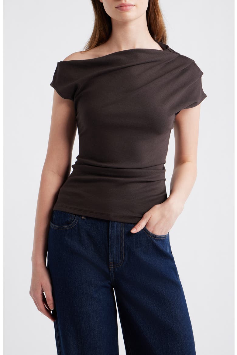 Asymmetric One-Shoulder Top, Main, color, CHOCOLATE