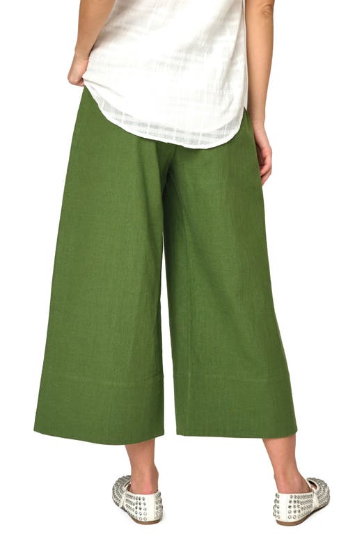 Gibsonlook Crop Wide Leg Linen Blend Pants In Olive