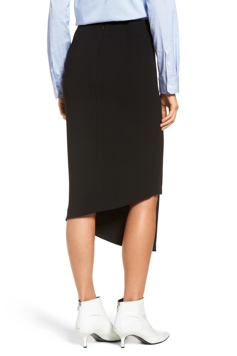 Button Detail Asymmetrical Skirt, Alternate, color, BLACK