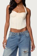 EDIKTED Abigail Ruched Corset Halter Top