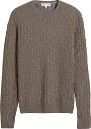 Jack Victor Crewneck Merino Wool Cable Sweater