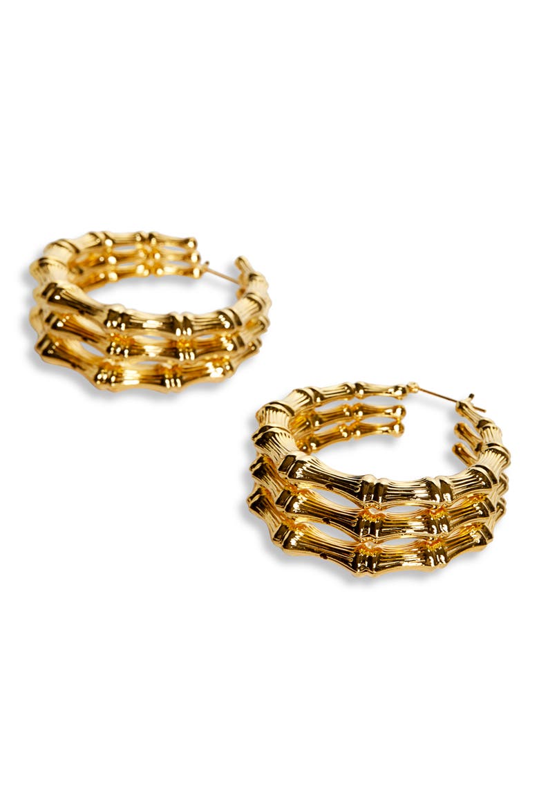 L'Enchanteur Trinity Hoop Earrings (Nordstrom Exclusive), Alternate, color, GOLD PLATED