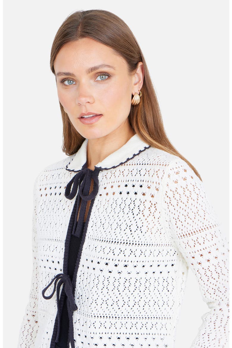 Peter Pan Collar Knitted Cardigan, Alternate, color, Ivory