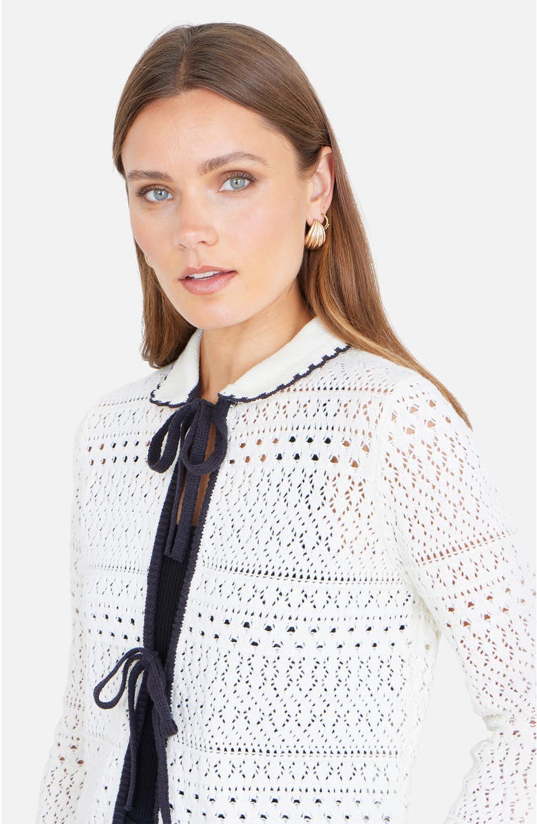 Yumi Peter Pan Collar Knitted Cardigan, Alternate, color, Ivory