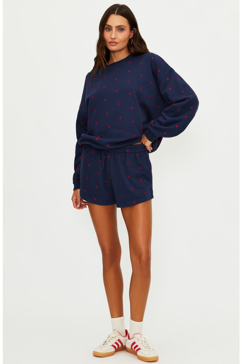 Malik Embroidered Cotton Shorts, Alternate, color, STAR SPANGLED SEAS