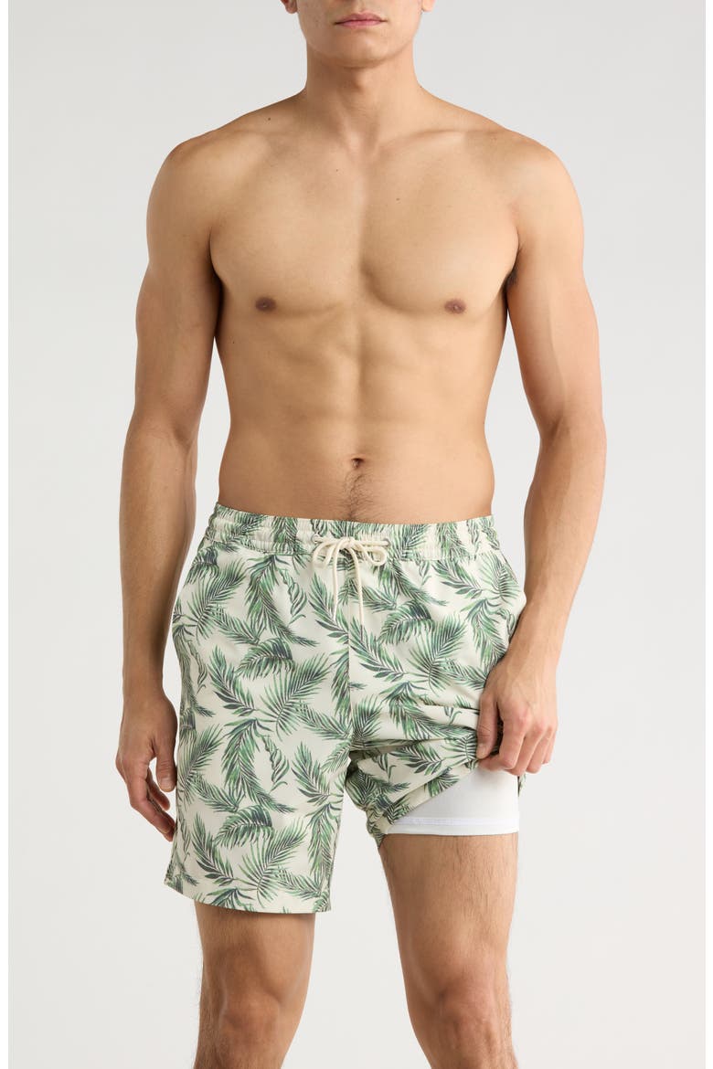 7-Inch Volley Swim Shorts, Alternate, color, WHITE BONE FLOATING FRONDS