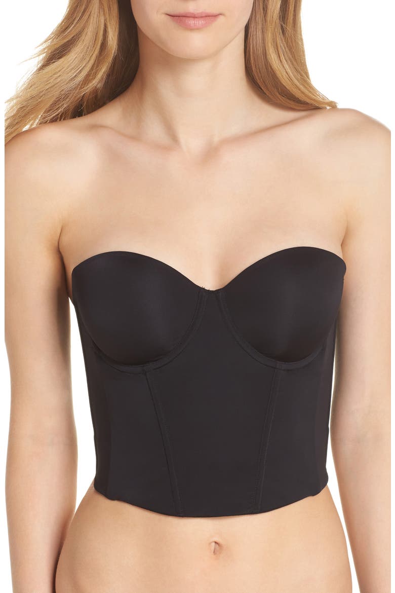 Beautifully Basic Convertible Strapless Underwire Bustier, Main, color, BLACK