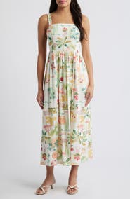 Julia Jordan Tropical Print Midi Dress