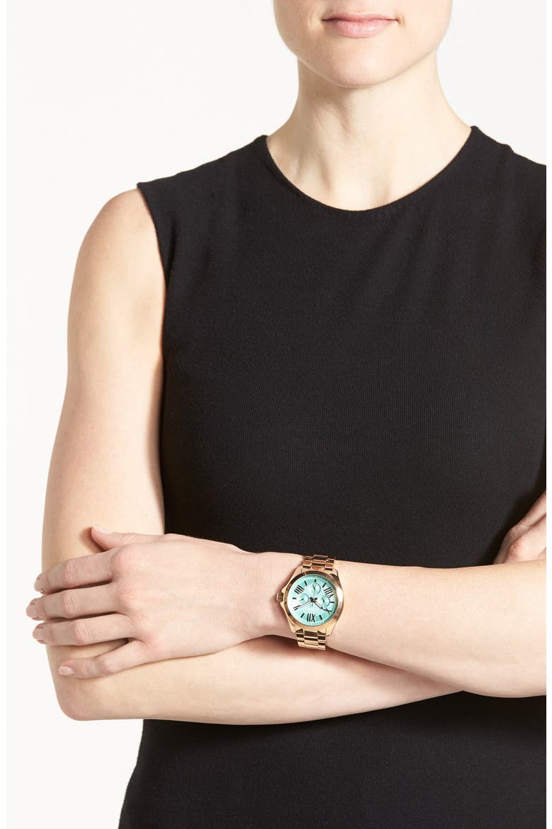 'Cecile' Multifunction Bracelet Watch, 40mm, Alternate, color, ROSE GOLD/ MINT