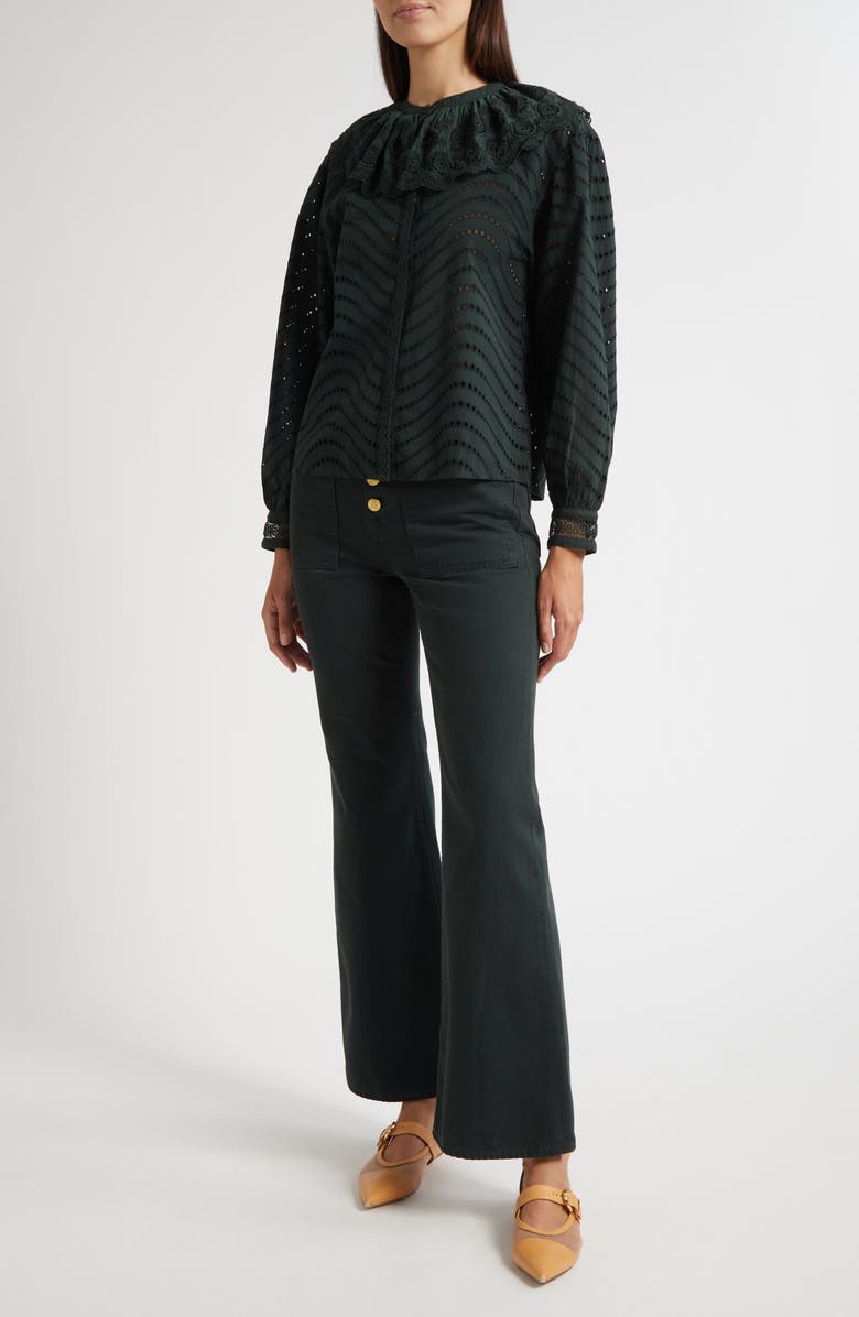 Ulla Johnson Fia Scallop Eyelet Ruffle Top, Alternate, color, Cypress