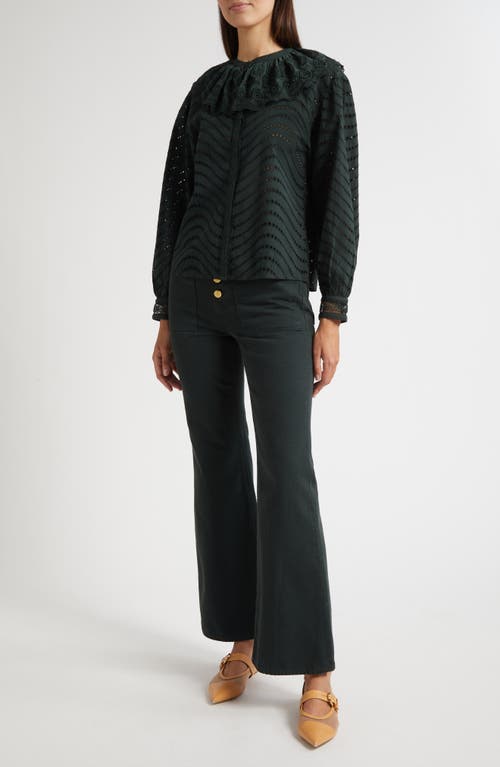 Ulla Johnson Fia Scallop Eyelet Ruffle Top In Black