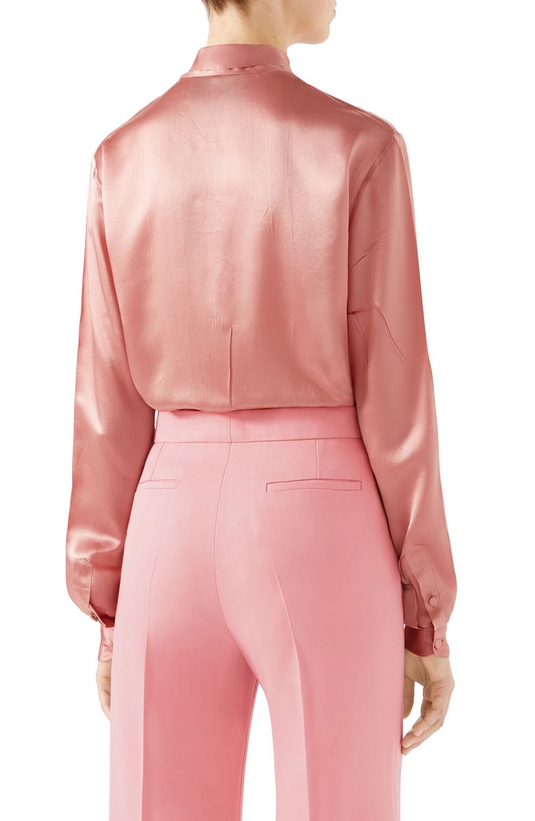 Gucci Silk Satin Bow Blouse, Alternate, color,