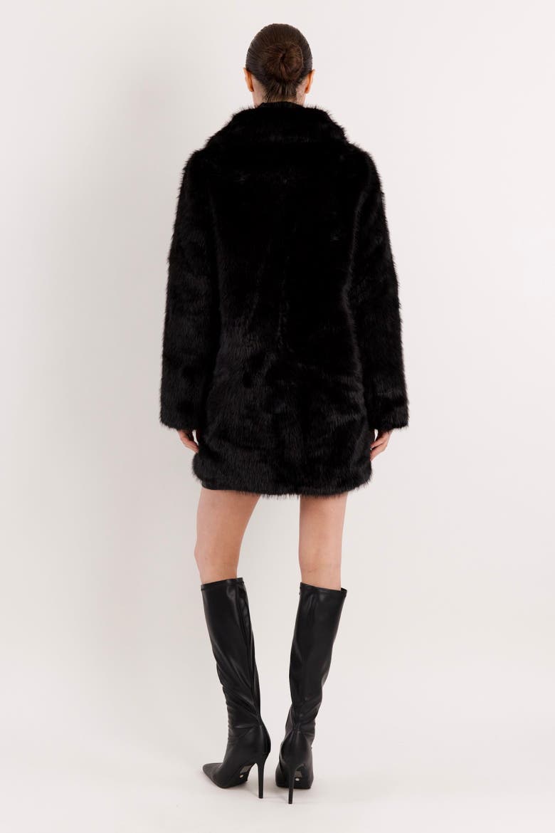 Mid-Length Faux Fur Coat, Alternate, color, Black