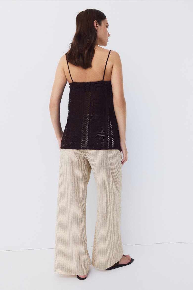 Mama Textured Drawstring Trousers, Alternate, color, Light beige/striped