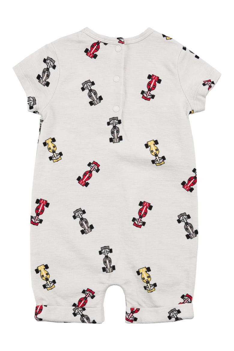 Race Cars Cotton Rib Romper, Alternate, color, LIGHT GREY
