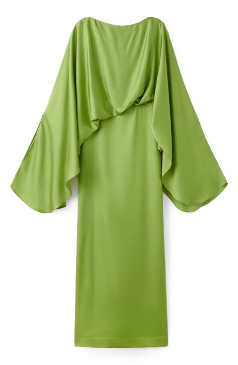 Long Sleeve Satin Dress