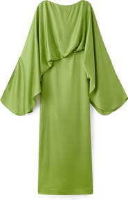 MANGO Long Sleeve Satin Dress