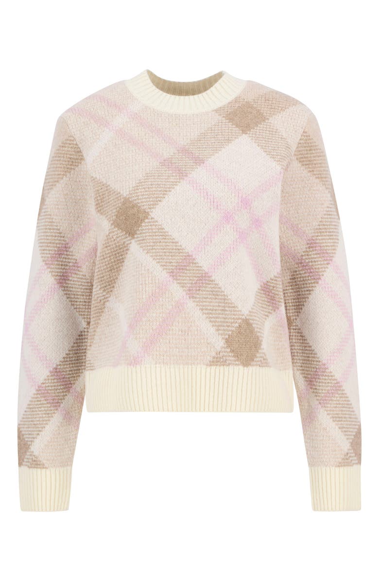 Barbour Sara Plaid Wool Blend Sweater, Alternate, color, Beige Multi