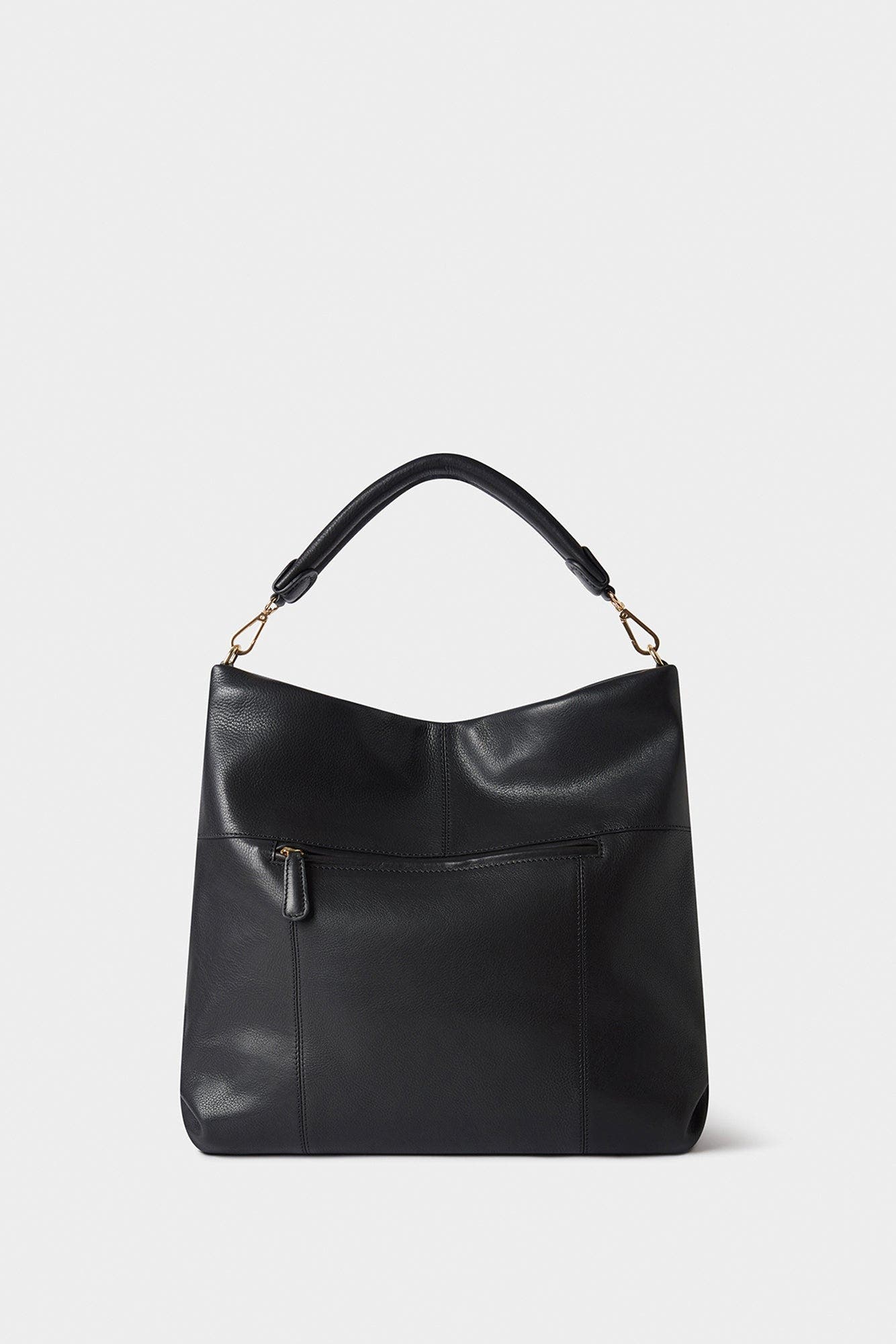 Osprey London The Carina Large Leather Hobo Bag, Alternate, color, Black