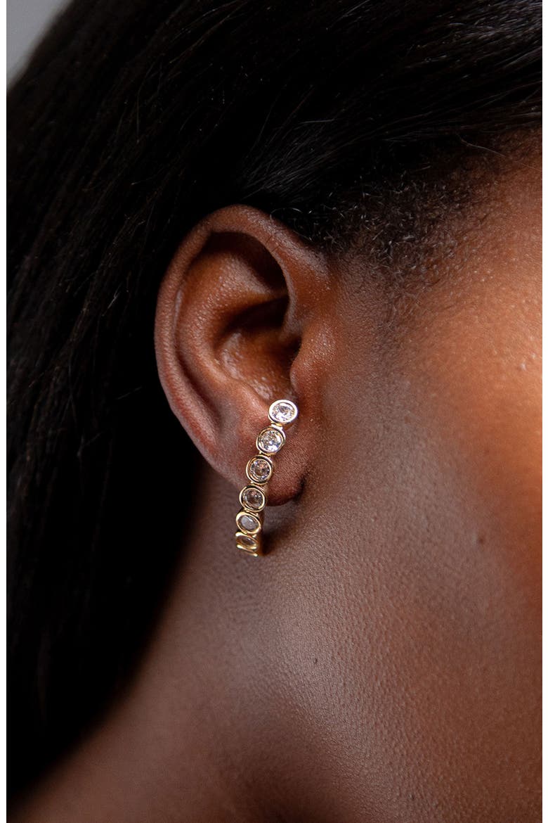 Averto Face On Stud Earrings, Alternate, color, Gold and Crystal