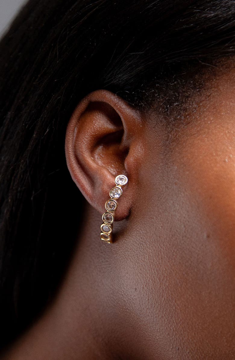 YOJ Averto Face On Stud Earrings, Alternate, color, Gold And Crystal