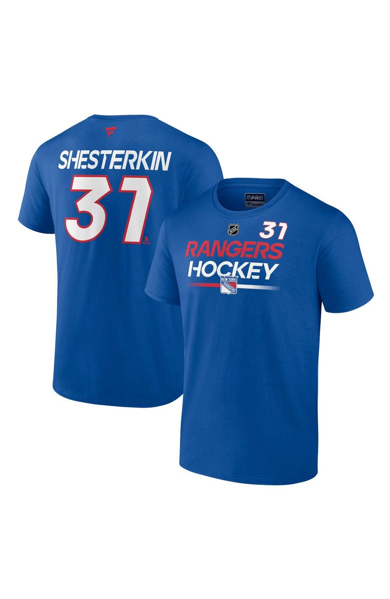 FANATICS Men's Fanatics Branded Igor Shesterkin Blue New York Rangers Authentic Pro Prime Name & Number T-Shirt, Main, color, 