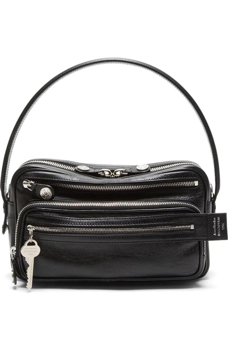 Acne Studios Small Camero Leather Shoulder Bag, Alternate, color, Black