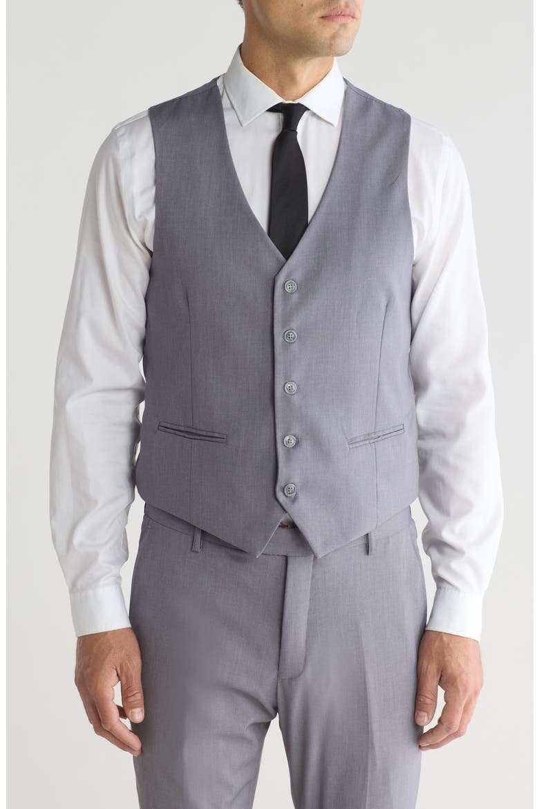 Skinny Fit Solid Stretch Three Piece Suit, Alternate, color, GREY