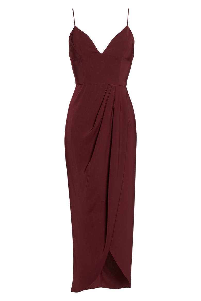 Tulip Hem Maxi Dress, Alternate, color, BURGUNDY