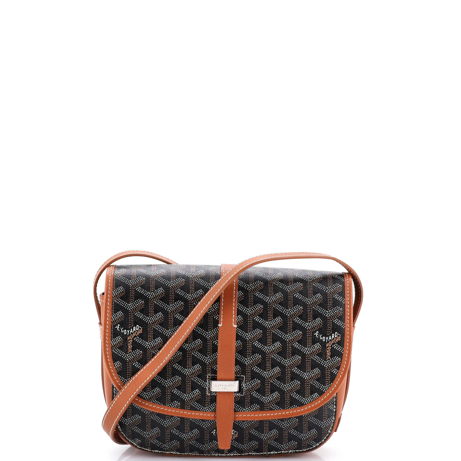 Pre-Owned Goyard Belvedere II Messenger Bag Coated Canvas PM, Main, color, Brown