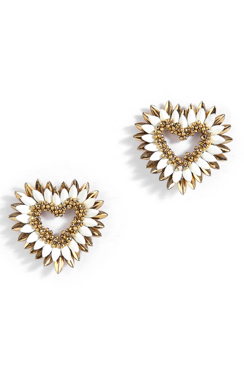 Deepa Gurnani Emerson Fringe Heart Earrings, Main, color, 