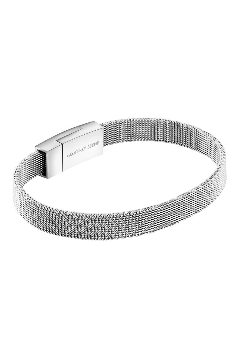 Men's Stainless Steel Mesh Chain Bracelet, Alternate, color, SILVER