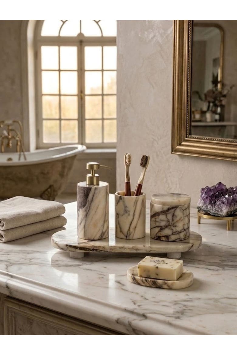 Tangier Marble Bath Set, Alternate, color, Ivory
