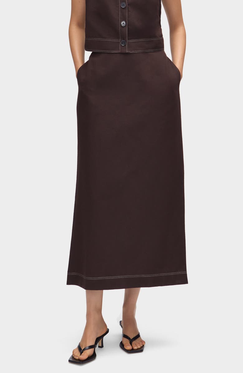 ALIGNE Mia Topstitch Detail Skirt, Main, color, Chocolate