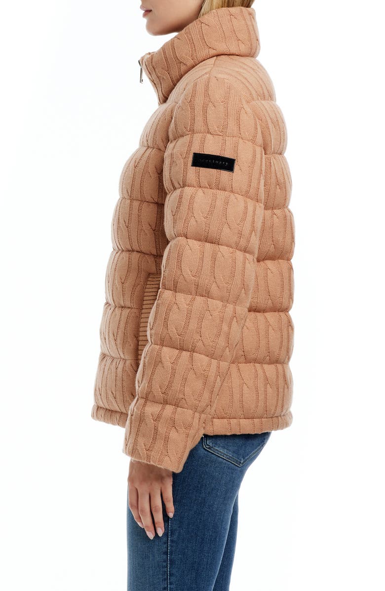 Sanctuary Cable Knit Quilted Puffer Jacket, Alternate, color, 