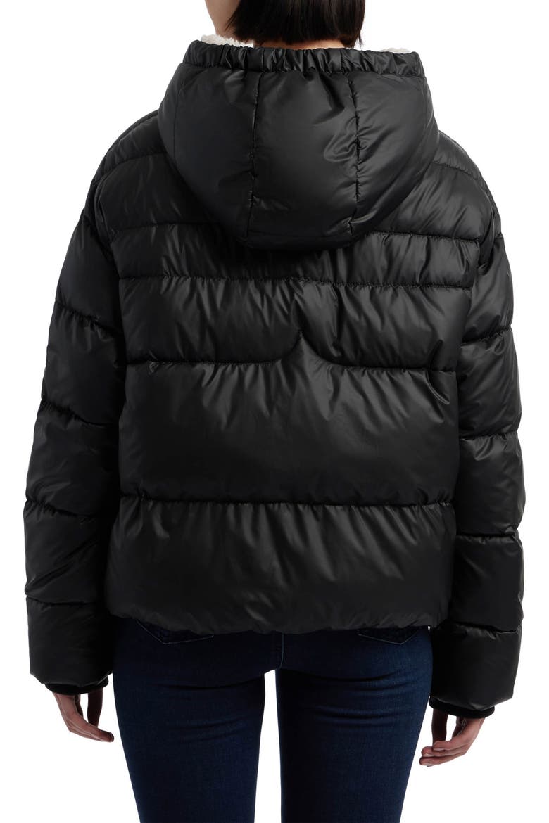 Admiral PU Coated Cropped Puffer Jacket, Alternate, color, BLACK