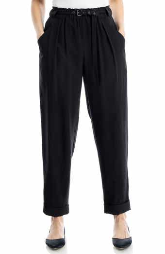 MAX STUDIO Brushed Twill Belted Cuffed Barrel Leg Pants