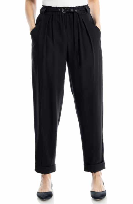 MAX STUDIO Brushed Twill Belted Cuffed Barrel Leg Pants