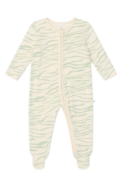 Mori Rib Fitted One-piece Footed Pajamas In Zebra