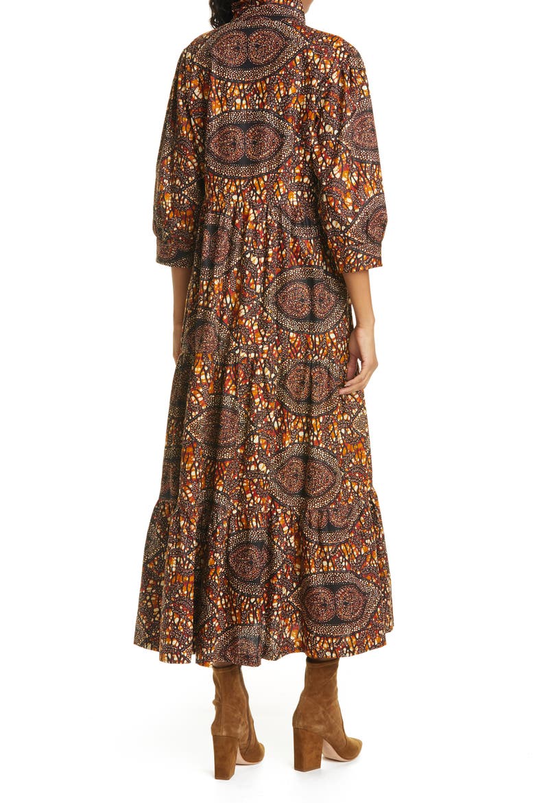 Print Tiered Dress, Alternate, color, TOFFEE PAISLEY