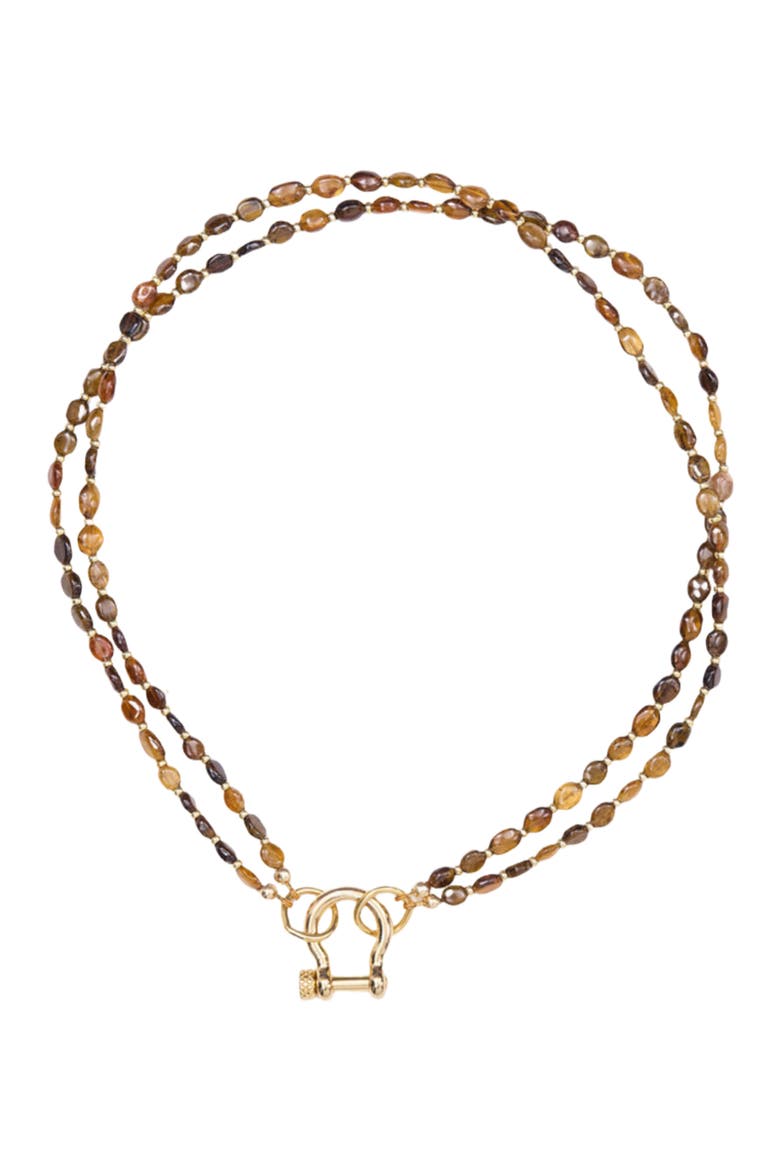 Sir Double Stranded Petro-Tourmaline Necklace, Main, color, Brown