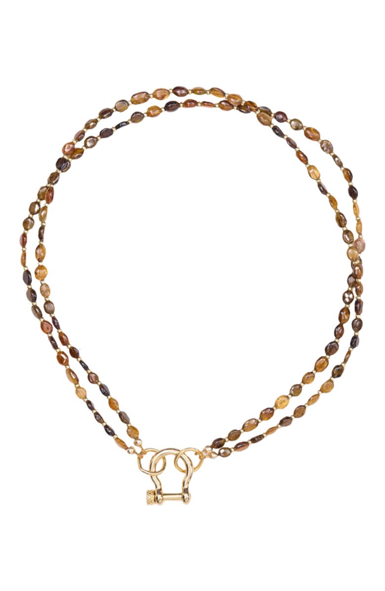 SHOP SPICY DAN Sir Double Stranded Petro-Tourmaline Necklace, Main, color, Brown