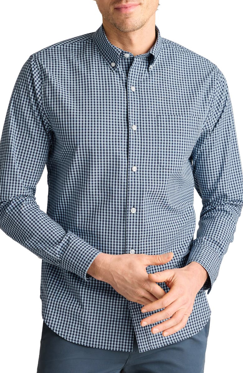Bonobos Raliegh Slim Fit Gingham Check Button Down Shirt, Main, color, Navy/ Blue