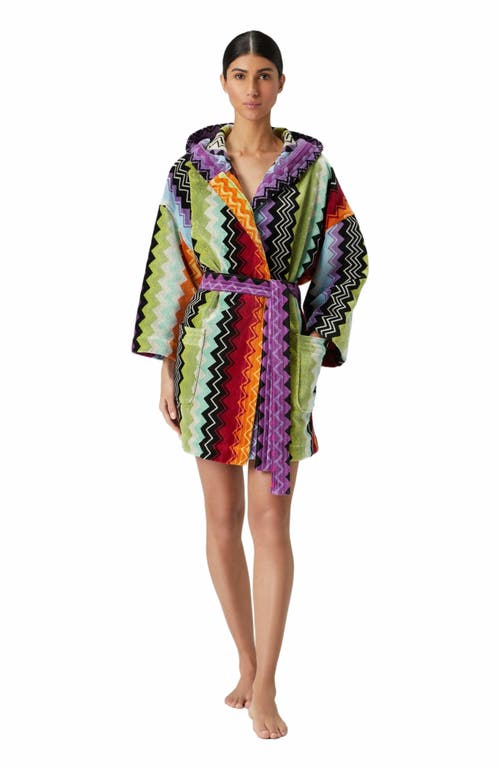 Missoni Home Giacomo Bathrobe In Cotton Terry With Zigzag Pattern In Multi