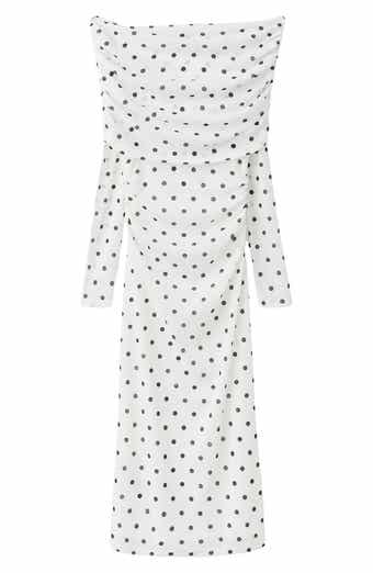 Nevado Vestido Dot Off the Shoulder Long Sleeve Midi Dress